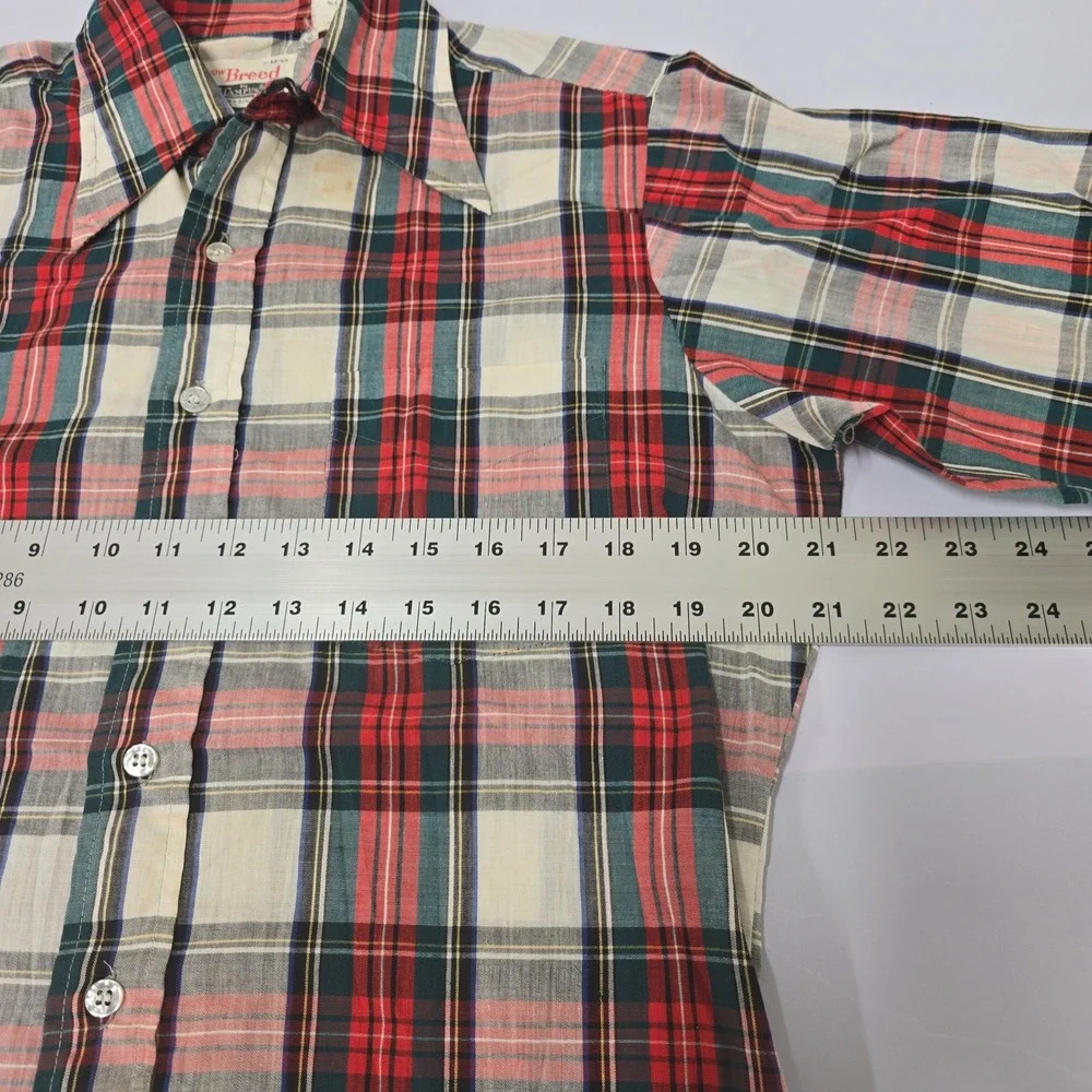 Vintage Now Breed‎ by Campus Mens Plaid Button Down Shirt Red Green 15-M-15.5